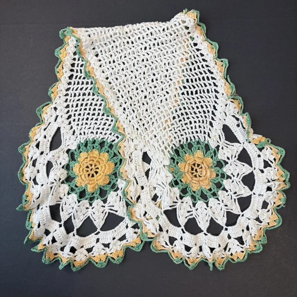 Vintage (6) Handmade Crochet Embroidered Doilies Floral Colorful Round Dresser